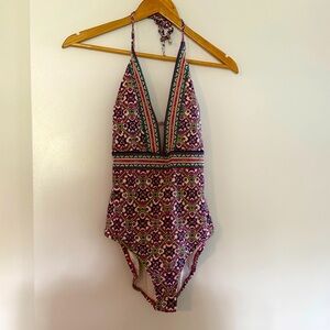 Nanette Lepore Paisley Print One Piece Swimsuit Size Large